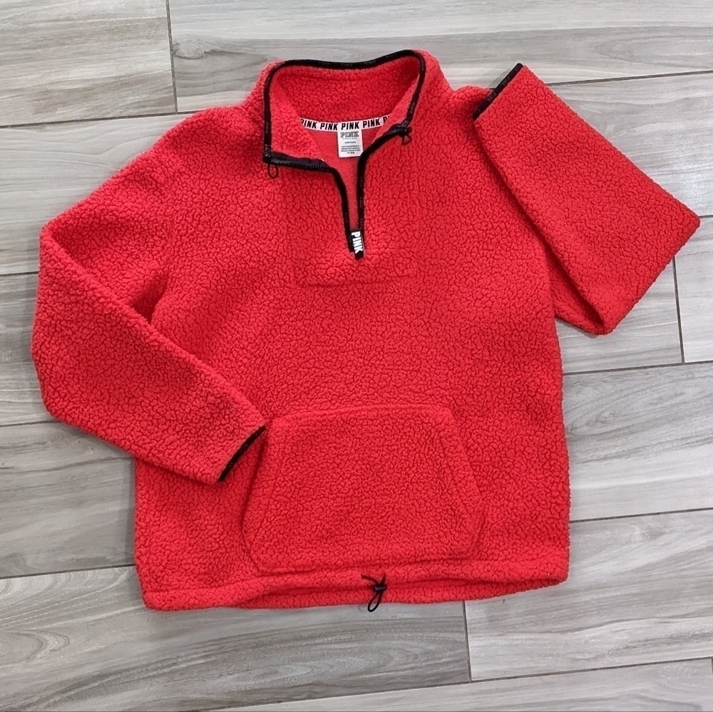 PINK Victoria's Secret Sherpa Teddy Jacket Quarter Zip